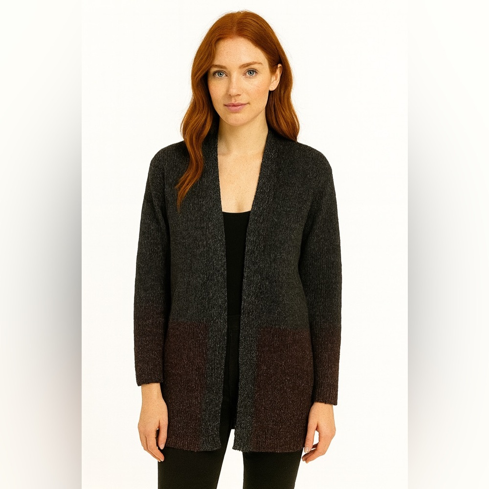 Karen Scott charcoal n red oversized cardigan